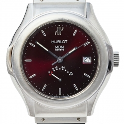 Hublot Burgundy Stainless Steel Classic MDM 1831.1 Unisex Wristwatch 40 mm