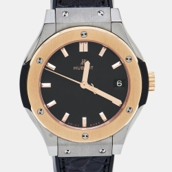 Hublot Black 18K Rose Gold Titanium Rubber Classic Fusion 581.NO.1181.RX Women's Wristwatch 33 mm