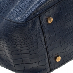 Hugo Boss Blue Crocodile Embossed Leather Cleide-C Satchel 