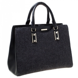 Hugo Boss Black Wool and Leather Tote