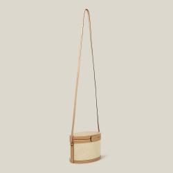 HUNTING SEASON Brown Raffia and Leather Trunk Bag