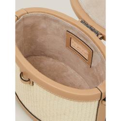 HUNTING SEASON Brown Raffia and Leather Trunk Bag