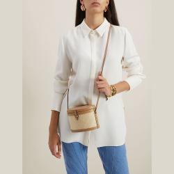 HUNTING SEASON Brown Raffia and Leather Trunk Bag