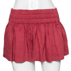 Red Linen Blend Shorts