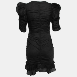 Pre Owned Isabel Marant Etoile Black Cotton Ruched Mini Dress S