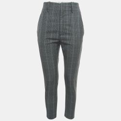 Grey Plaid Wool Trousers