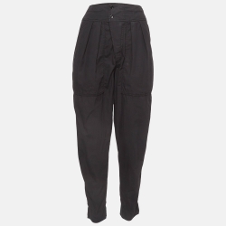 Black Cotton Tapered Rise Trousers
