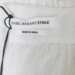 Pre Owned Isabel Marant Etoile Cream Crinkled Striped Cotton Sleeveless Tacy Top L