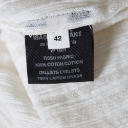 Pre Owned Isabel Marant Etoile Cream Crinkled Striped Cotton Sleeveless Tacy Top L