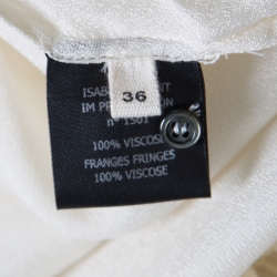 Pre Owned Isabel Marant Etoile Cream Cutout Embroidered Detail Fringed Enery Dress S