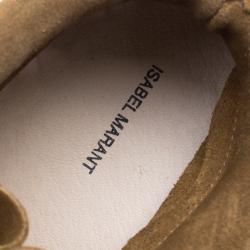 Pre Owned Isabel Marant Brown Perforated Suede Etoile Wedge Sneakers Size 40