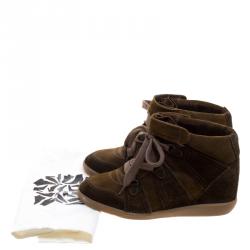 Pre Owned Isabel Marant Two Tone Suede Bobby Lace Up Wedge Sneakers Size 40