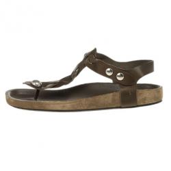 Pre Owned Isabel Marant Brown Braided Leather Brook Sandals Size 40