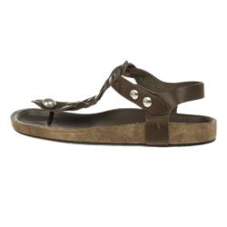 Pre Owned Isabel Marant Brown Braided Leather Brook Sandals Size 40