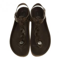 Pre Owned Isabel Marant Brown Braided Leather Brook Sandals Size 40