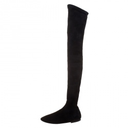 Pre Owned Isabel Marant Black Stretch Suede Brenna Over the Knee Thigh High Boots Size 37