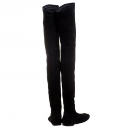 Pre Owned Isabel Marant Black Stretch Suede Brenna Over the Knee Thigh High Boots Size 37