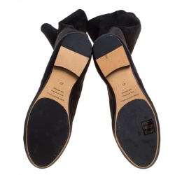 Pre Owned Isabel Marant Black Stretch Suede Brenna Over the Knee Thigh High Boots Size 37