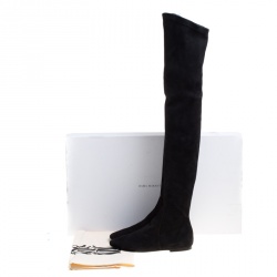 Pre Owned Isabel Marant Black Stretch Suede Brenna Over the Knee Thigh High Boots Size 37