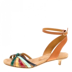 Pre Owned Isabel Marant Multicolor Leather Pulse Ankle Wrap Sandals Size 38