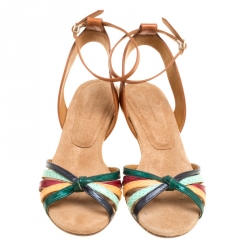 Pre Owned Isabel Marant Multicolor Leather Pulse Ankle Wrap Sandals Size 38