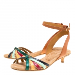 Pre Owned Isabel Marant Multicolor Leather Pulse Ankle Wrap Sandals Size 38