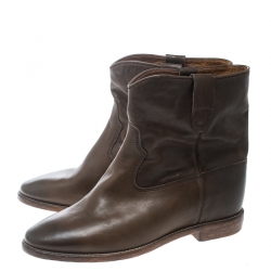 Pre Owned Isabel Marant Brown Leather Cluster Ankle Boots Size 41
