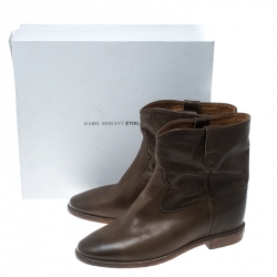 Pre Owned Isabel Marant Brown Leather Cluster Ankle Boots Size 41