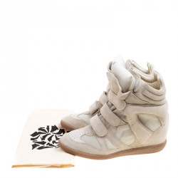 Pre Owned Isabel Marant Grey Suede Bekett Wedge Sneakers Size 41