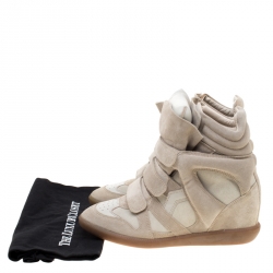 Pre Owned Isabel Marant Beige Suede And Leather Bekett Wedge Sneakers Size 41