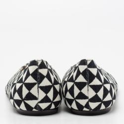 Pre Owned Isabel Marant Monochrome Printed Canvas Pointed Toe Ballet Flats Size 38