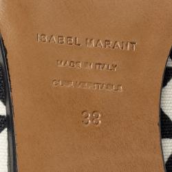Pre Owned Isabel Marant Monochrome Printed Canvas Pointed Toe Ballet Flats Size 38