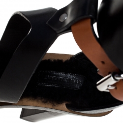 Pre Owned Isabel Marant Black/Tan Leather Jenyd Ankle Wrap Open Toe Sandals Size 37