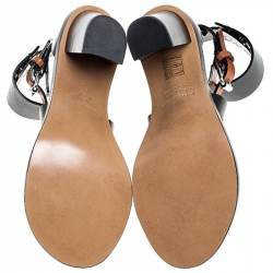 Pre Owned Isabel Marant Black/Tan Leather Jenyd Ankle Wrap Open Toe Sandals Size 37