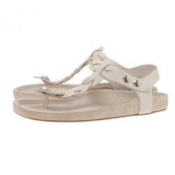 Pre Owned Isabel Marant Cream Braided Leather Brook Sandals Size 40