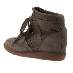 Pre Owned Isabel Marant Brown Perforated Suede Etoile Wedge Sneakers Size 39