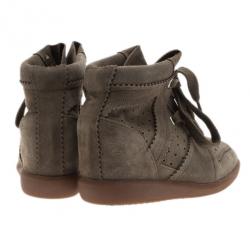 Pre Owned Isabel Marant Brown Perforated Suede Etoile Wedge Sneakers Size 39