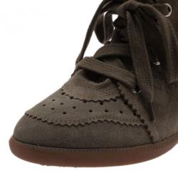 Pre Owned Isabel Marant Brown Perforated Suede Etoile Wedge Sneakers Size 39