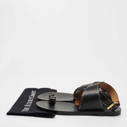 Pre Owned Isabel Marant Black Leather Embellished Flat Sandals Size 40