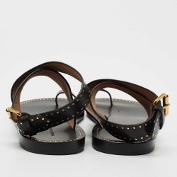 Pre Owned Isabel Marant Black Leather Embellished Flat Sandals Size 40