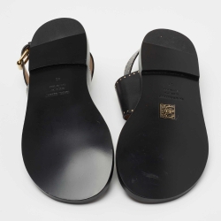 Pre Owned Isabel Marant Black Leather Embellished Flat Sandals Size 40