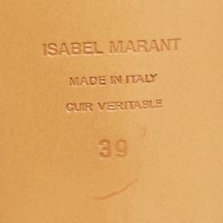 Pre Owned Isabel Marant Silver/Black Crackled Laminated Leather Ankle Strap Sandals Size 39