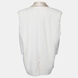 Pre Owned Isabel Marant Beige Satin Trim Canvas Oversized Waistcoat S