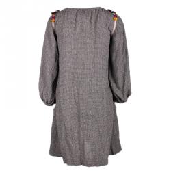 Pre Owned Isabel Marant Grey Floral Detail Long Sleeve Dress S