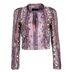 Isabel Marant Glenn Printed Silk Satin Quilted Cropped Jacket S