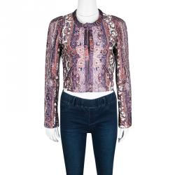 Isabel Marant Glenn Printed Silk Satin Quilted Cropped Jacket S