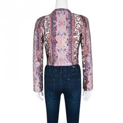 Isabel Marant Glenn Printed Silk Satin Quilted Cropped Jacket S