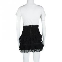 Pre Owned Isabel Marant Black Ruched Tiered Lace Mini Skirt XS