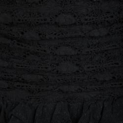 Pre Owned Isabel Marant Black Ruched Tiered Lace Mini Skirt XS