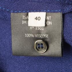 Pre Owned Isabel Marant Etoile Navy Blue Cutout Detail Embroidered Short Sleeve Top M